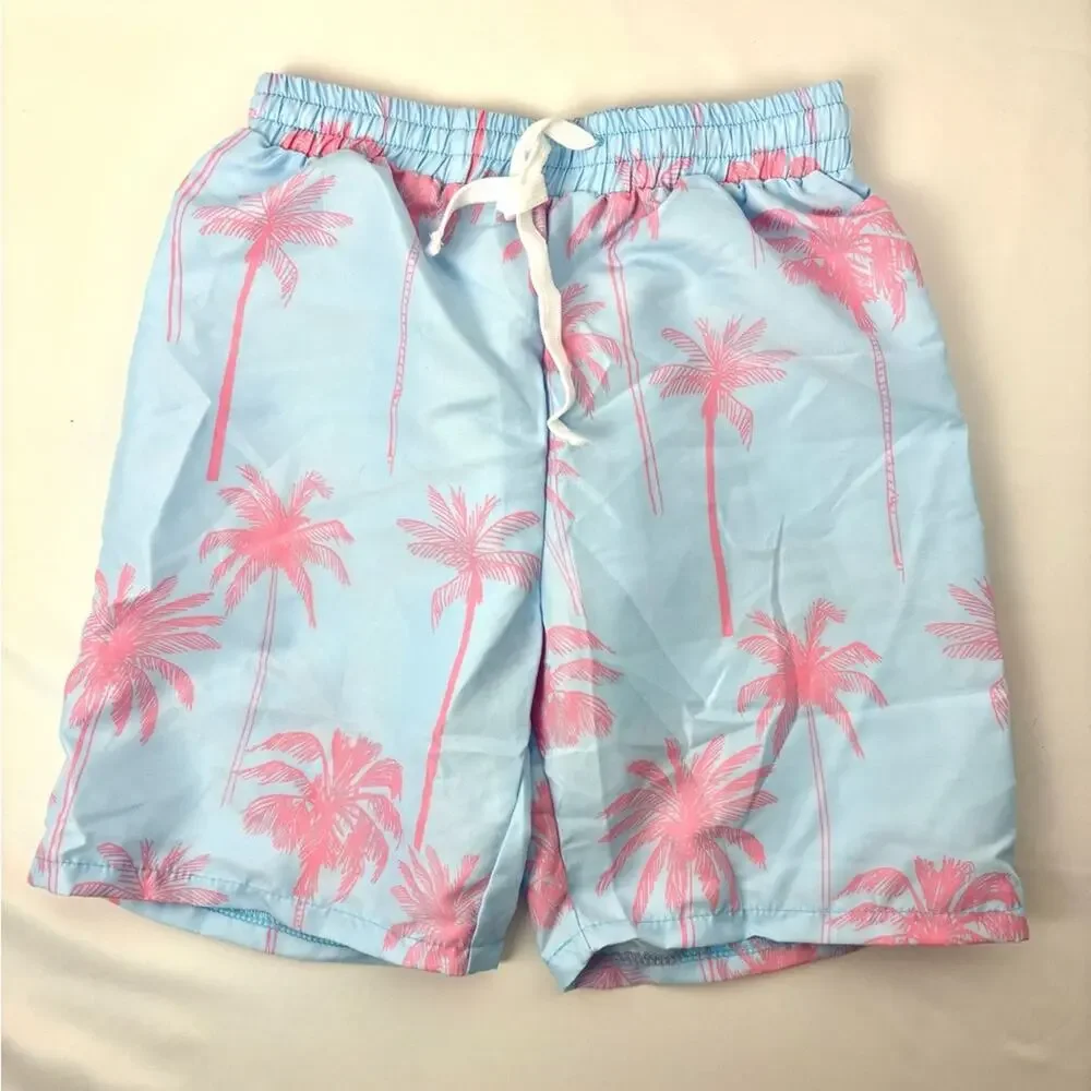NWOT Kids unisex Palm Tree Print Swim Trunks, 10Y